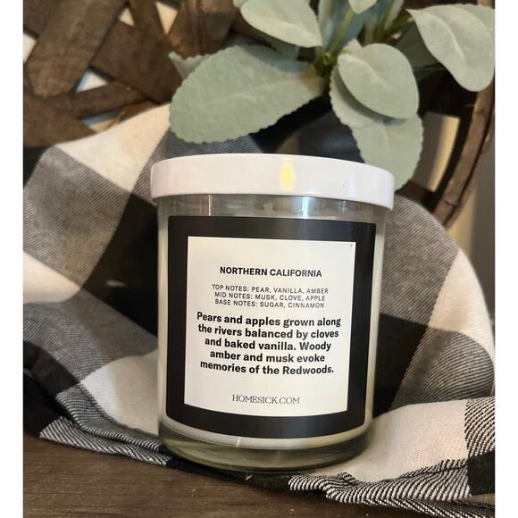 Homesick Northern California Scented Candle| Woody Pear Cloves Vanilla Redwoods - Picture 2 of 4